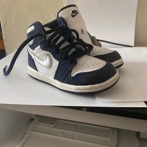 NIKE JORDAN 1 HIGH OG (TD) Suede Blue /￼WHITE-METALLIC SILVER SZ 8c